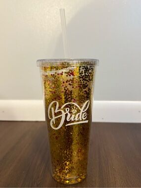 Glitter Bride Tumbler Cup - Gold Confetti
